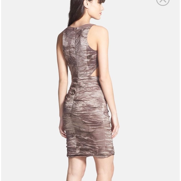 NFS/ISO- Cutout Crinkle Techno Metal Sheath Dress - Picture 2 of 2
